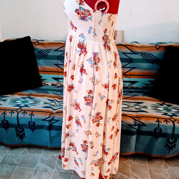 🌺🌷 Free People Sweetheart Bustline Smocked Floral Romantic Dress 12 L XL - Picture 2 of 10